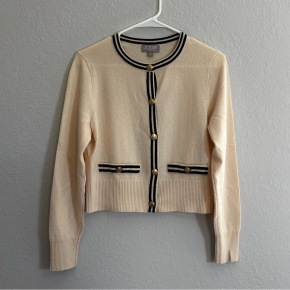 J. Crew Cream and Black Trim Cardigan - Picture 3 of 5
